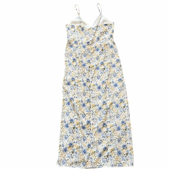 En Saison Floral Midi Slip Dress M White Feminine Bridal Ruched Romantic NWT - Picture 3 of 10
